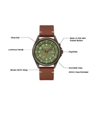 Men's Traditional Brown Leather Strap Watch 40mm