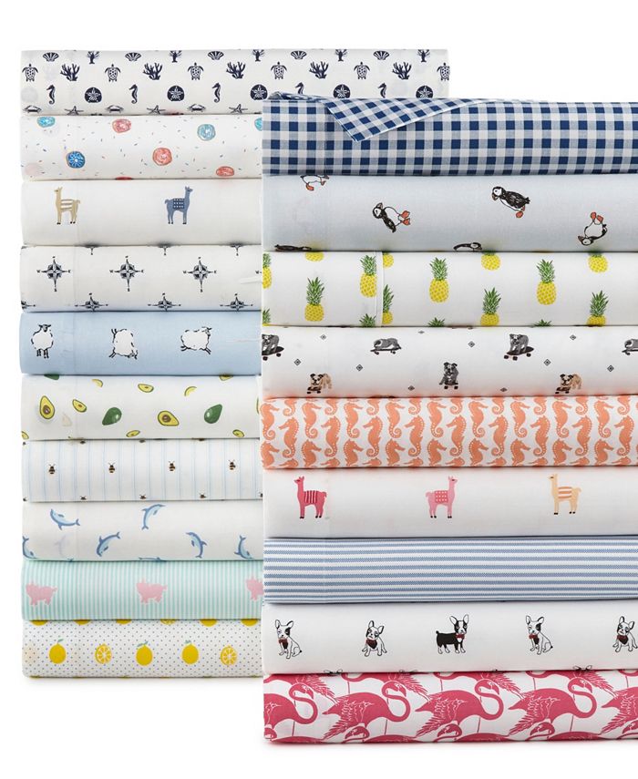 Poppy & Fritz Gingham Plaid Cotton Percale 4 Piece Sheet Set, Full Macy's