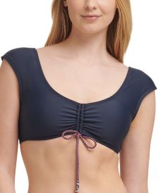 Ruched Cap-Sleeve Bikini Top