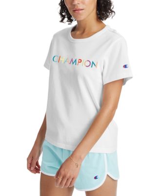 champion logo t shirts women's