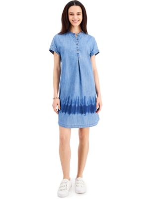 Style & Co - Cotton Tie-Dyed Camp Shirtdress
