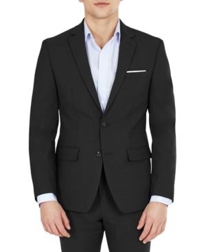 Shop Bar Iii Men's Skinny Fit Wrinkle-resistant Wool-blend Suit Separate Jacket, Created For Macy's In Black