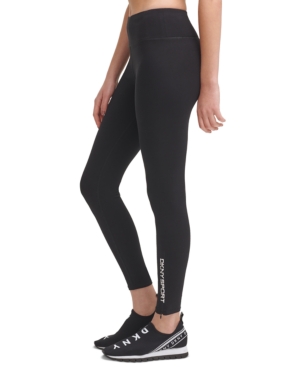 Dkny Sport Logo Ankle-Zip High-Waist Full Length Leggings