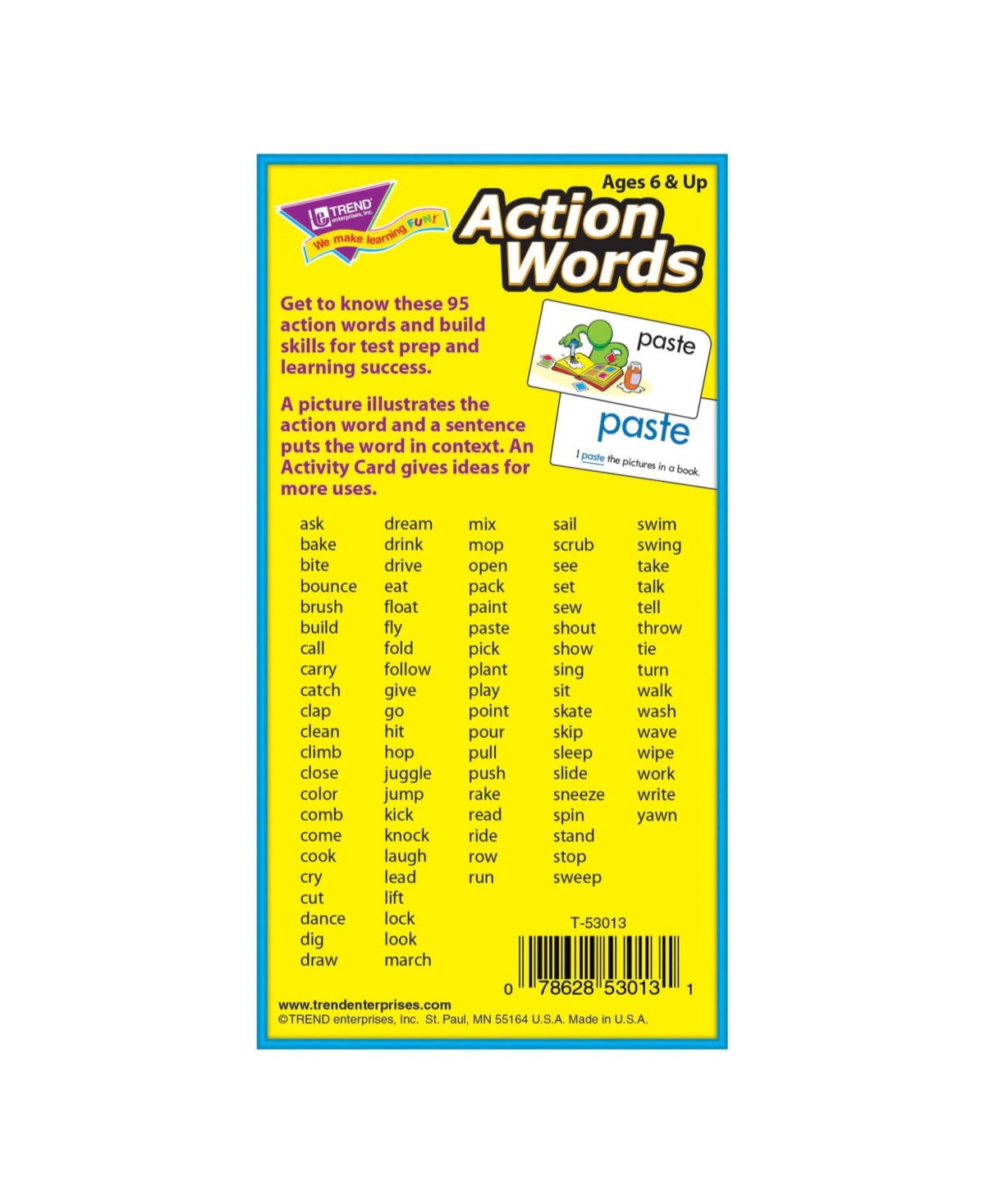 Shop Trend Enterprises Action Words Skill Drill Flash Cards In Open Misce