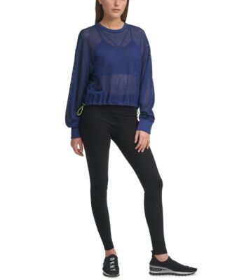 Mesh Drawstring-Waist Top