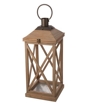 Glitzhome - Set of 2 Mondern Farmhouse Wooden Lantern