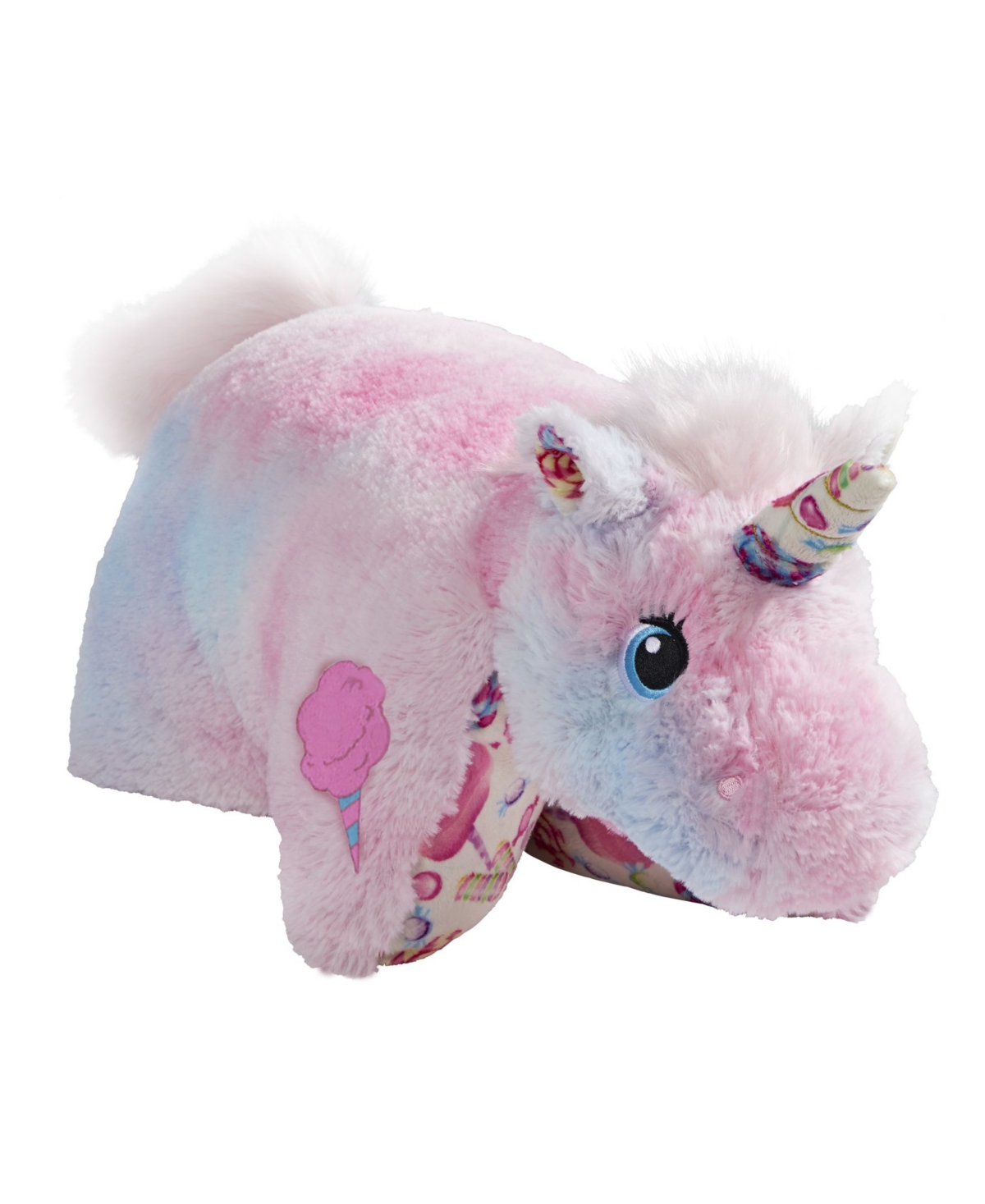 Pillow Pets Kids' Sweet Scented Cotton Candy Unicorn Stuffed Animal Plush Toy In White,pink