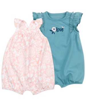 Mac & Moon Baby Girls Sleeveless Romper with Bunny Floral Print 2 Pack