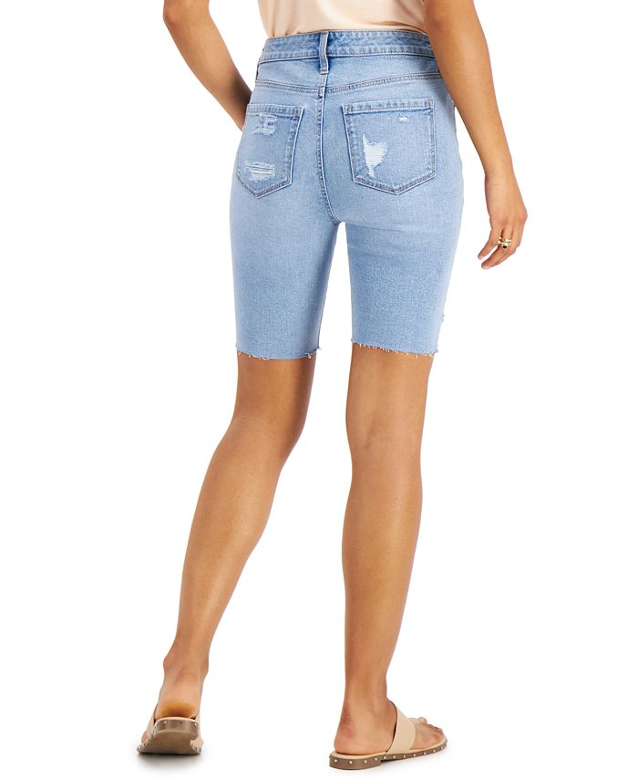 Style & Co Ripped Denim Bermuda Shorts, Created for Macy's & Reviews ...