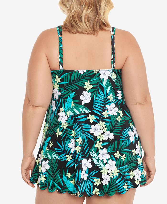 Swim Solutions Plus Size Tummy Control Swimdress, Created for Macy's