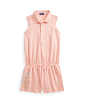 Little Girls Floral Mesh Polo Romper