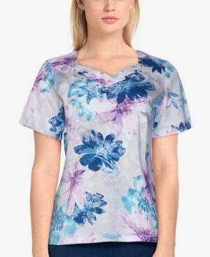 Alfred Dunner Women's Missy Classics Floral Short Sleeve T-shirt In Multi