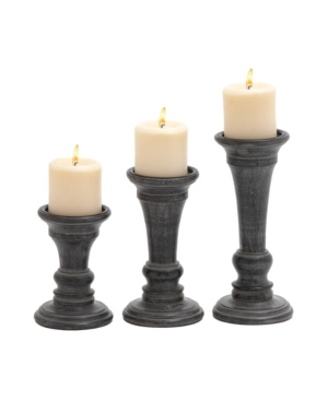 Rosemary Lane Traditional Candle Holders, Set Of 3 In Black