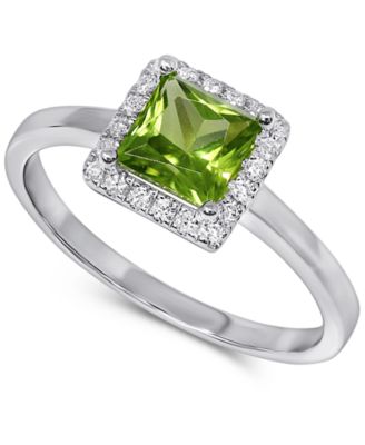 Macy's - Rhodolite (1 ct. t.w.) & Diamond (1/10 ct. t.w.) Square Halo Ring in 14k White Gold (Also in Peridot)