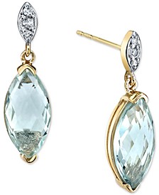 Green Quartz (3-5/8 ct. t.w.) & Diamond (1/20 ct. t.w.) Drop Earrings in 14k Gold-Plated Sterling Silver