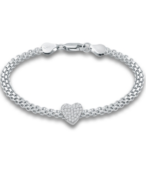 GIANI BERNINI CUBIC ZIRCONIA HEART BISMARK CHAIN BRACELET, CREATED FOR MACY'S