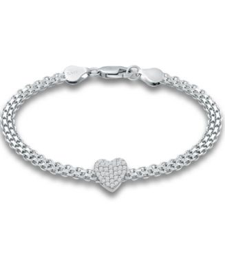 Giani Bernini Cubic Zirconia Heart Bismark Chain Bracelet, Created for ...