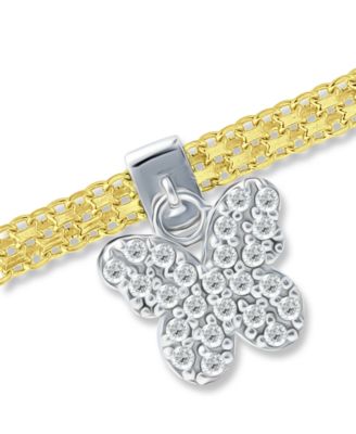 Cubic Zirconia Butterfly Charm Bismark Chain Bracelet
