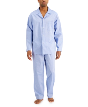 Shop Club Room Men's 2-pc. Solid Oxford Pajama Set, Created For Macy's In Blue White