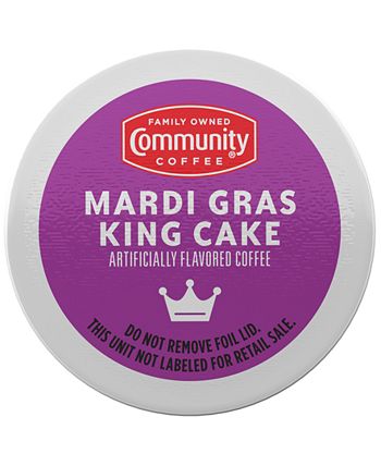 Community Coffee - Mardi Gras King Cake Medium Roast Single Serve Pods, Keurig K-Cup Brewers, 72 Ct