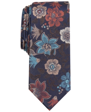 Bar Iii Men's Ryewood Skinny Floral Tie, Created For Macy's In Brown