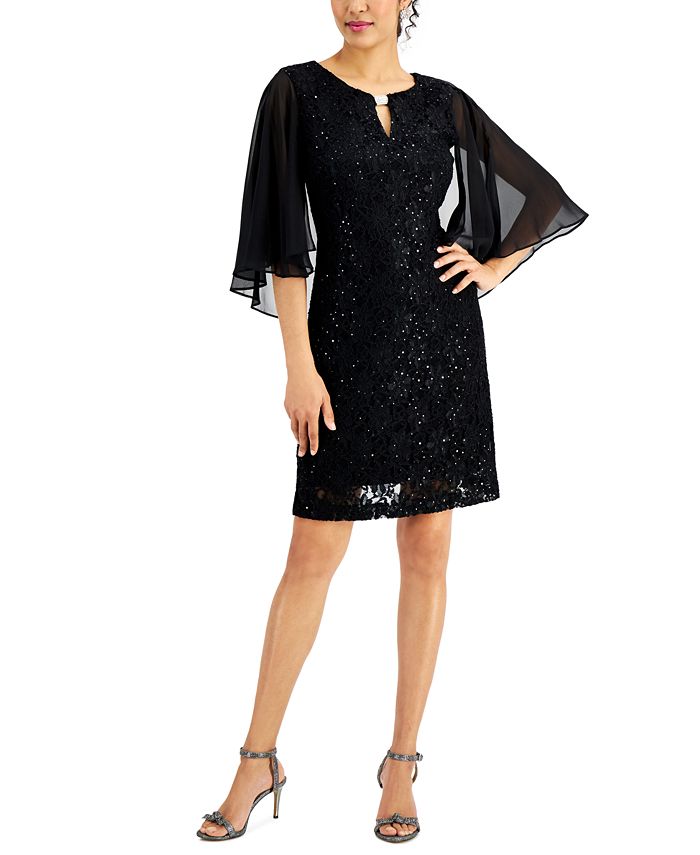 Connected Embellished Capelet Sheath Dress - Macy's