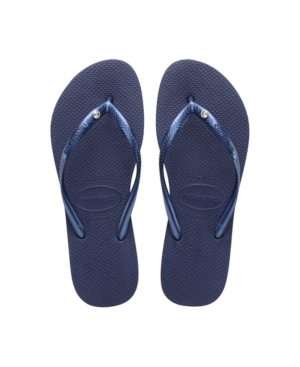 Shop Havaianas Women's Slim Swarovski Crystal Ii Flip Flop Sandals In Navy Blue