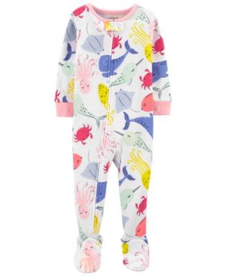 Carter's Baby Girls Whales Cotton Footie Pajamas - Macy's