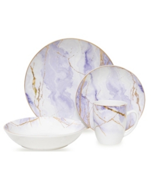 Godinger Gold Banded 16 Piece Dinnerware Set, Service For 4 In Blue