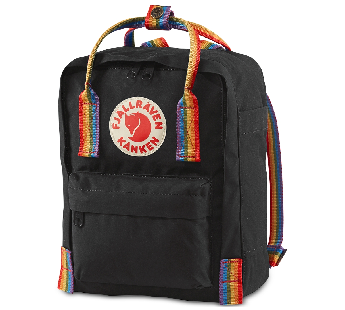 Fjall Raven Kanken Rainbow Mini Backpack In Black-rainbow Pattern