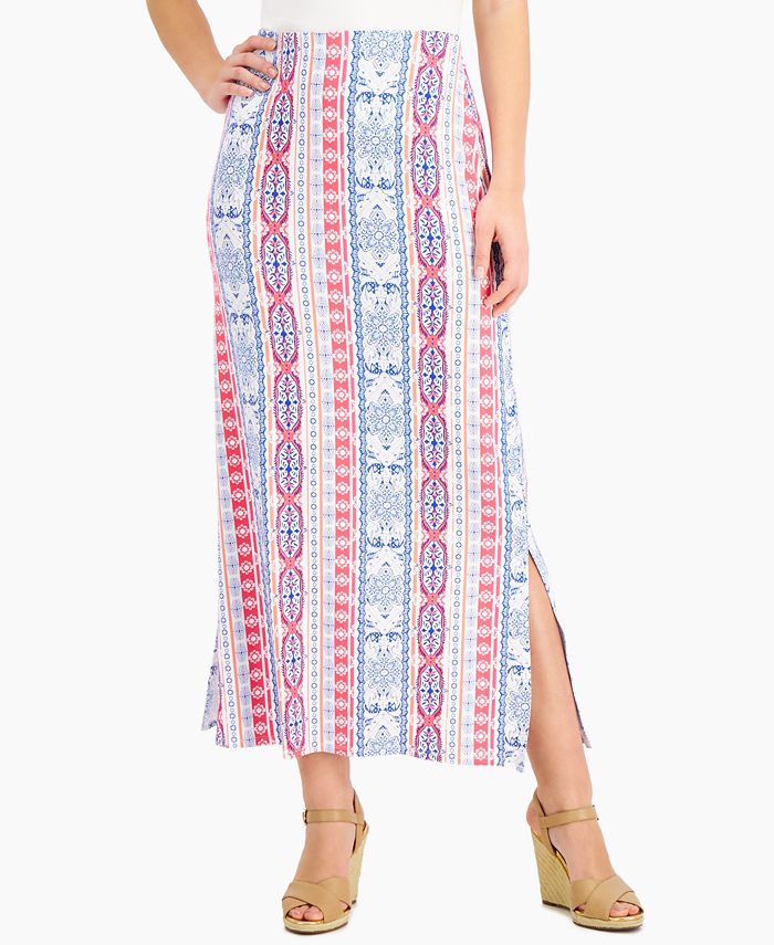 JM Collection Printed Knit Maxi Skirt, Created for Macy's - Macy's