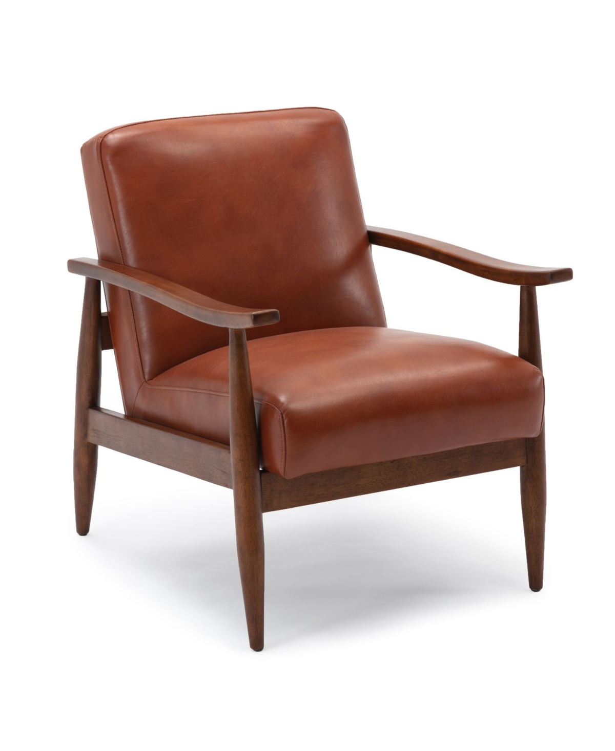 Comfort Pointe Austin Leather Gel Wooden Base Accent Chair In Rust