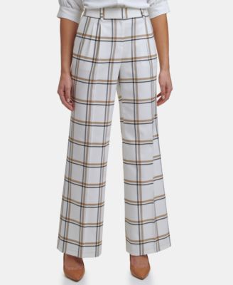 Calvin Klein - Plaid Wide-Leg Pants