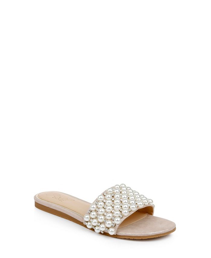Jewel Badgley Mischka Orion Pearl Slide Sandals - Macy's