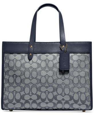 coach field tote signature jacquard