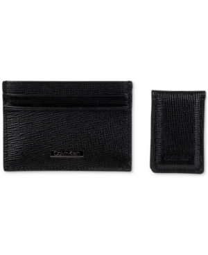 Calvin Klein Men's Rfid Card Case & Money Clip In Black
