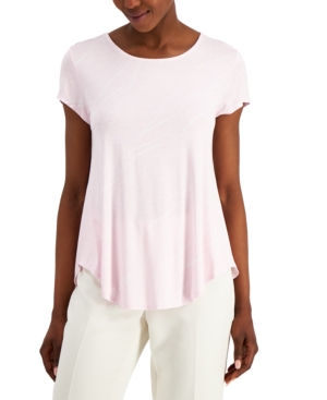 Alfani Printed T-shirt, Created For Macy's In Pink Linear Breeze