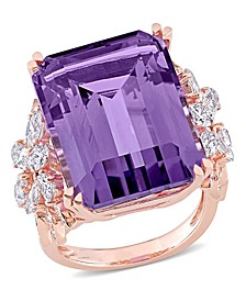 Amethyst (20 ct. t.w.) and Diamond (1-3/4 ct. t.w.) Multi-Shape Floral Ring in 14k Rose Gold