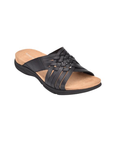 Женские сандалии Easy Spirit Meadow Woven Slip-On, цвет: Чёрный кожаный
