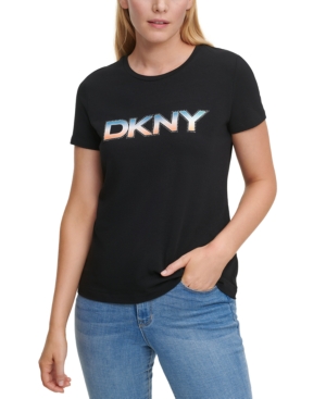 Dkny Rainbow Logo T-shirt In Black
