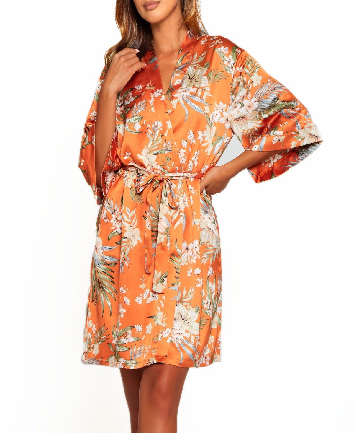 Women's Bella Floral Day and Night Robe with Sleeves - Coral