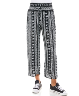 Be Bop Juniors' Smocked-Waist Cropped Pants