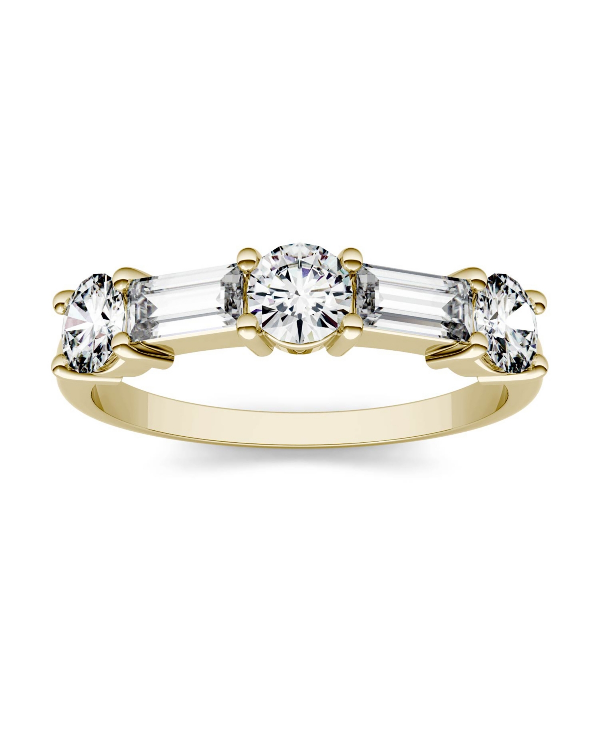 Shop Charles & Colvard Moissanite Round And Baguette Stackable Ring 1-1/6 Ct. Tw. Diamond Equivalent In 14k Gold