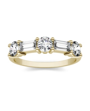 CHARLES & COLVARD MOISSANITE ROUND AND BAGUETTE STACKABLE RING 1-1/6 CT. TW. DIAMOND EQUIVALENT IN 14K GOLD