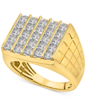 Macy's Men's Diamond Vertical Cluster Ring (2 Ct. T.w.) In 10k Gold In Yellow Gold