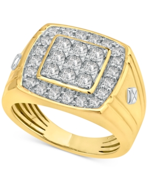 Macy's Men's Diamond Cluster Ring (1-1/2 Ct. T.w.) In 10k Gold & White Gold In Yellow Gold