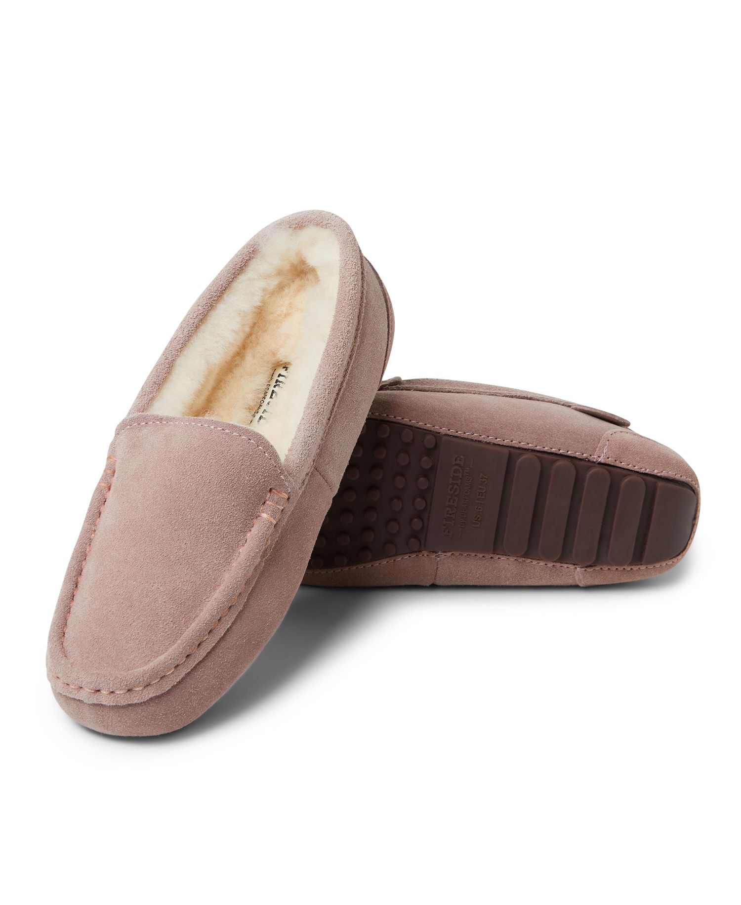 Dearfoams Women's Fireside Mel Genuine Shearling Moccasin Slipper