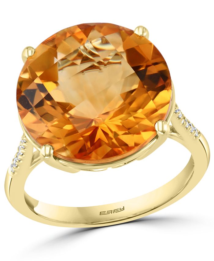 EFFY Collection - Citrine (9-1/2 ct. t.w.) & Diamond (1/20 ct. t.w.) Ring in 14k Gold