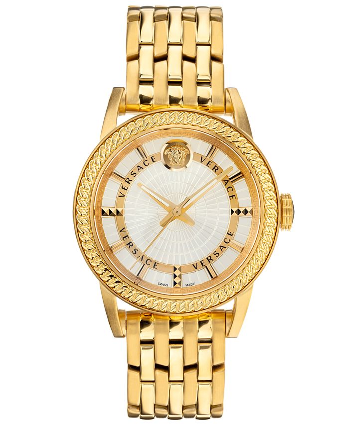 Versace Men's Swiss Code Gold-Tone Stainless Steel Bracelet Watch 41mm ...