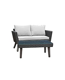 Kotka 2 Piece Outdoor Patio Sofa and Table Seating Set with Cushions